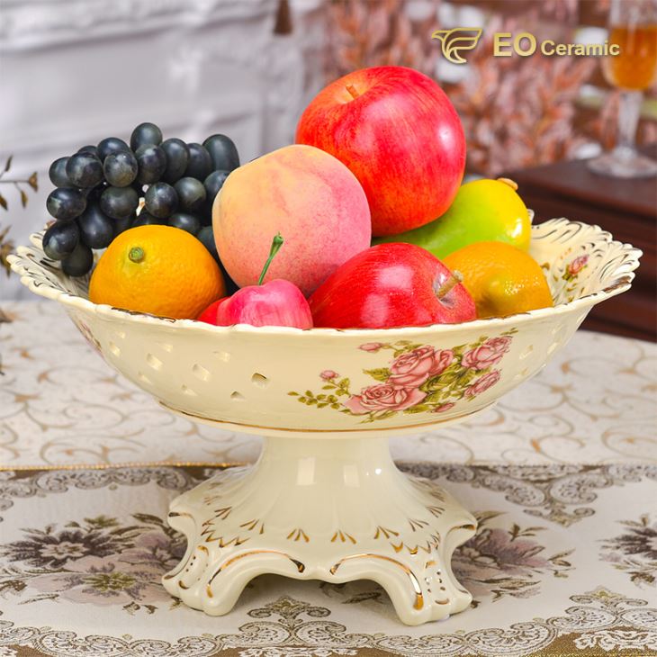 Ceramic Fruit Bowl with Pedestal