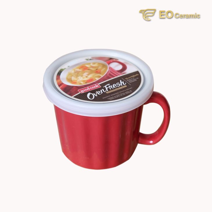 Ceramic Soup Mug with Lid