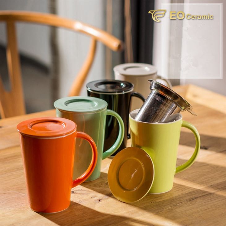 Ceramic Tea Mug with Infuser and Lid