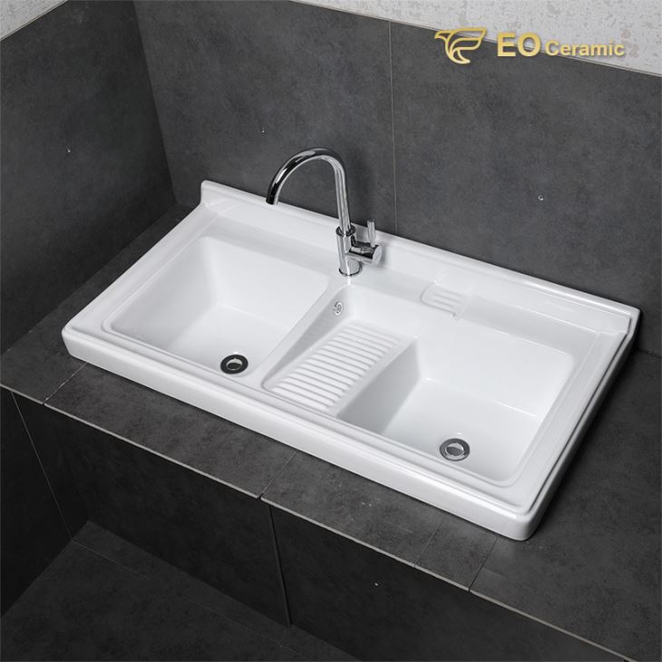 Double Bowl Ceramic Kitchen Sink