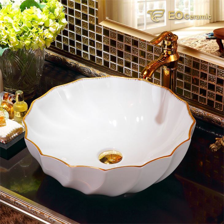 Flower Shape Ceramic Bathroom Sink