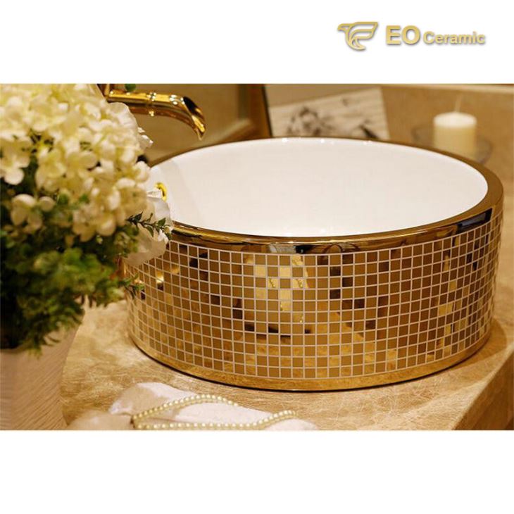 Gold Color Ceramic Bathroom Sink