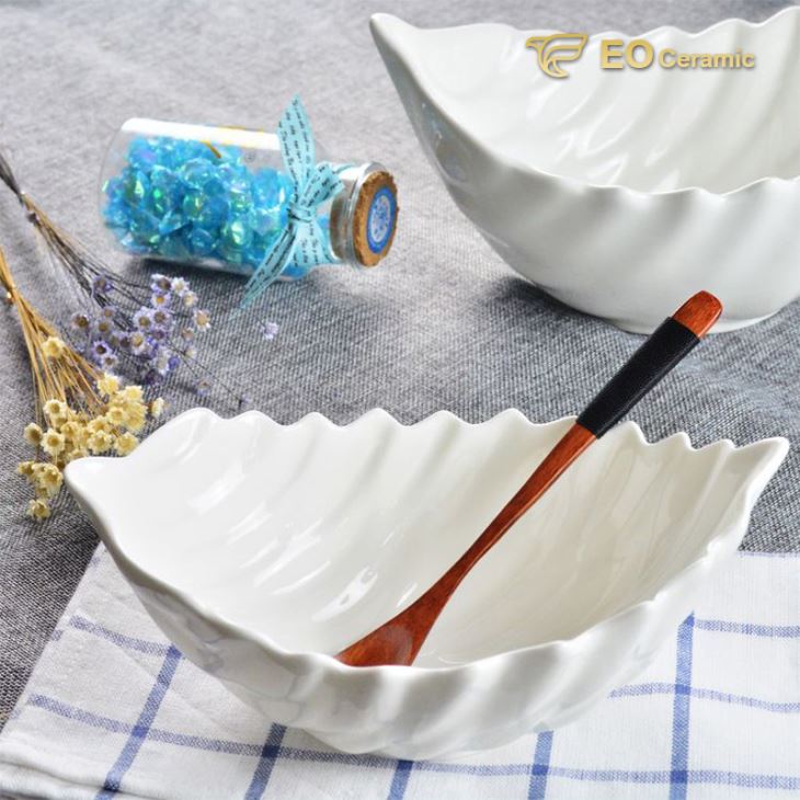 Leaf Shape Ceramic Salad Bowl