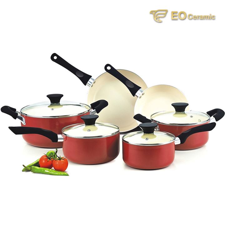 Red Ceramic Cookware Set