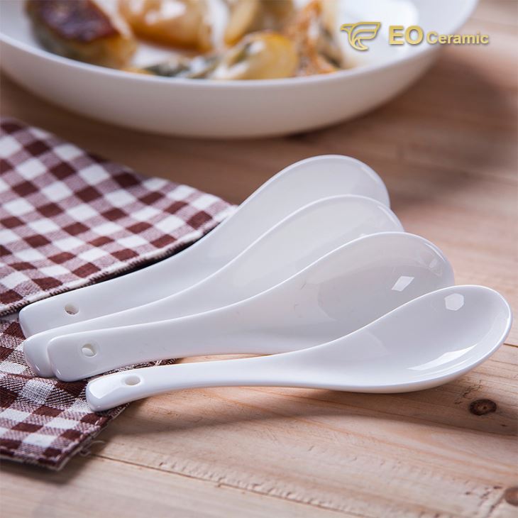 Small White Ceramic Soup Spoon