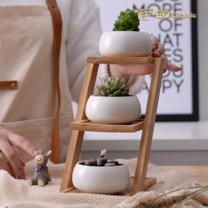 3-tier Bamboo Ceramic Plant Pot