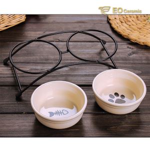 Dual Feeding Ceramic Dog Bowl