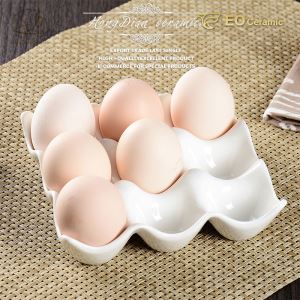 Grids Ceramic Egg Cup Storage Tray
