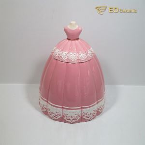 Pink Dress Ceramic Cookie Jar