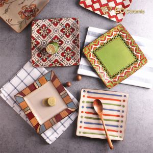 Square Colcorful Ceramic Salad Plate