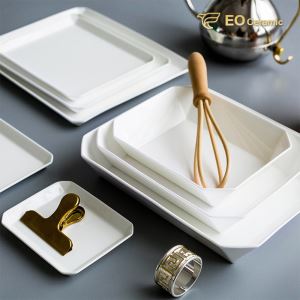 Square White Ceramic Salad Plate