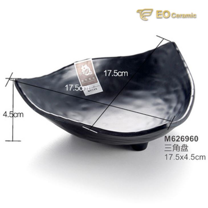 Black Matte Triangle Imitation Porcelain Dish