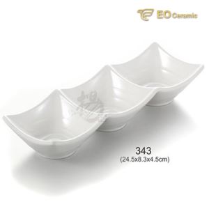 White Three Grid Imitation Porcelain Dish