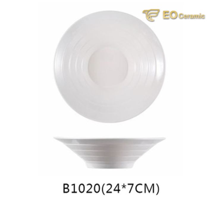 White Imitation Porcelain Thread Deep Bowl