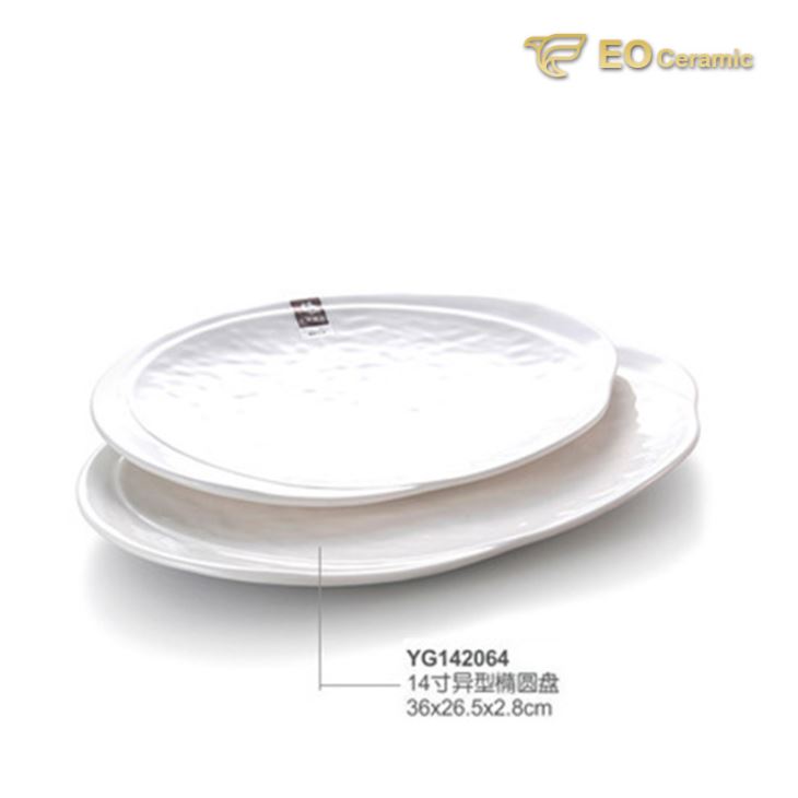 White Rectangular Ears Imitation Porcelain Tray