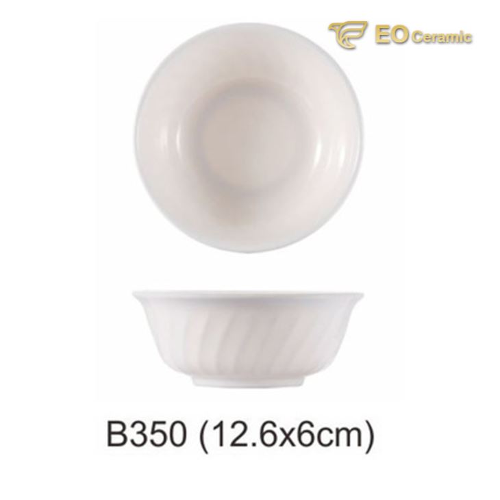 White Twill Round Imitation Porcelain Bowl